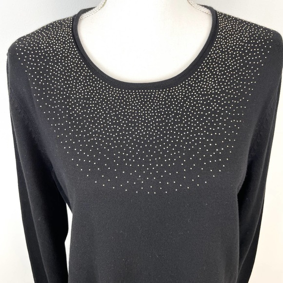 Calvin Klein Gold Stud Embellished Sweater In Black Size Medium - Picture 1 of 11